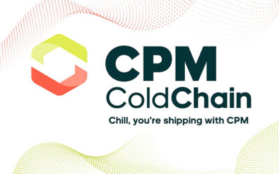 CPM Cold chain green and orange wave graphic with large logo